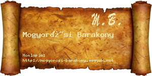 Mogyorósi Barakony névjegykártya